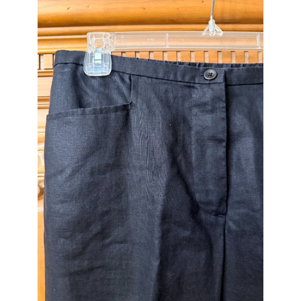 Vtg Liz Claiborne Audra Womens Black Linen Wide-Leg Pants Size 10 Comfortable - Picture 3 of 13
